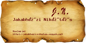 Jakabházi Nikétás névjegykártya